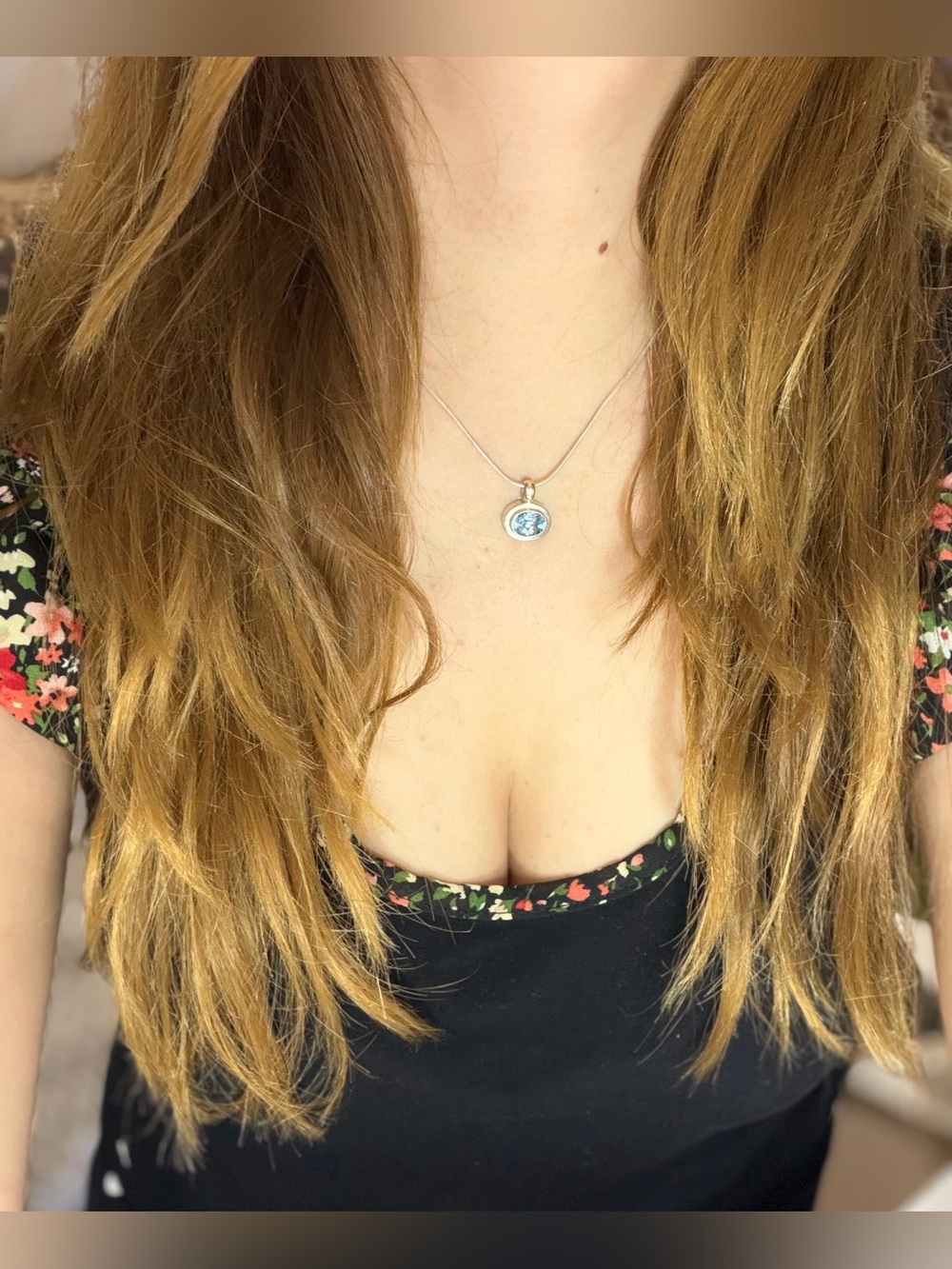 VINTAGE BOMA 925 STERLING SILVER OVAL AQUAMARINE PENDANT & 18" BOMA NECKLACE